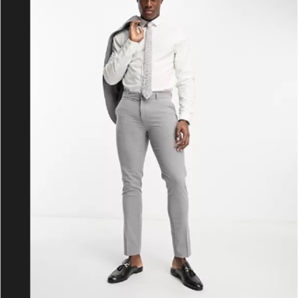 New Look skinny suit pants in gray
